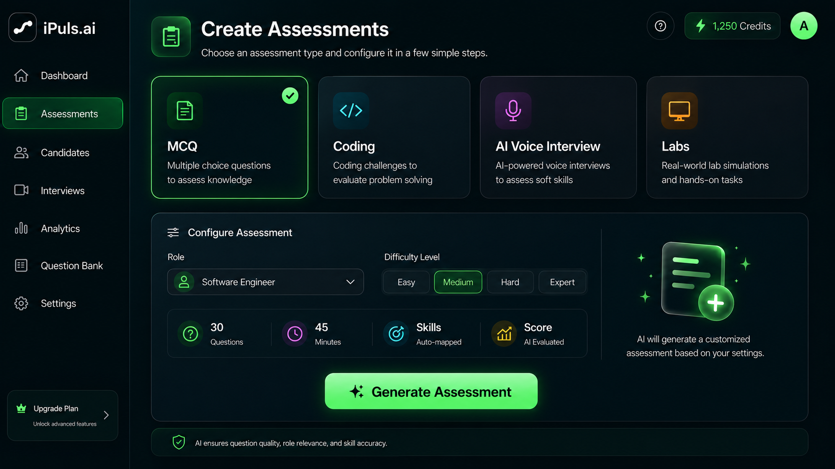 iPuls.ai Skill Assessment Platform Evaluation Workflow